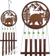 CoTa Global Black Bear Wind Chime - Handmade Glass and Metal Chime - Wild Life Hanging Decor - Colorful Home Decor Gift, Indoor and Outdoor Hanging Decoration for Porch, Patio, and Garden - 27 Inches