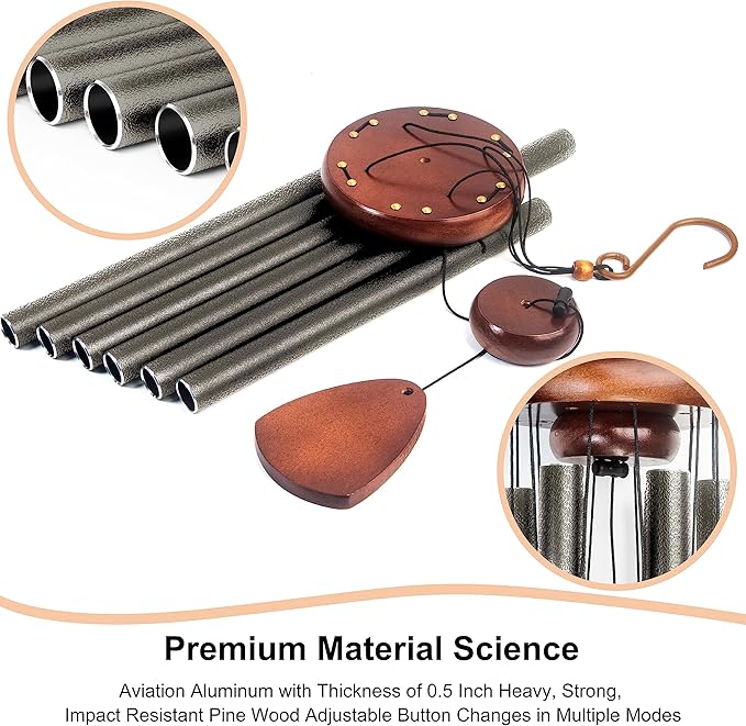 Bursvik Large Aluminium Wind Chimes 37" Inches to Create a Zen Atmosphere Suitable for Outdoor, Garden, Patio Decoration Wind Chimes with Wind Catcher Suitable as A Gift for Unisex(2 Pack Copper)