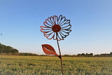 Metal Rustic and Colorful Flower Stakes Ranging from 9.5 to 36 Inches Tall (Daisy, Butterfly and Twisted Daisy Set, Naturally Rusted)