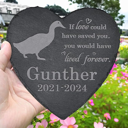 Duck Memorial Stone - Duck Garden Statue - Duck Memorial Gifts - Duck Tombstone - Duck Loss Gift - Loss of Pet Duck - Heart