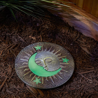 Zingz & Thingz Outdoor Garden Collection Colorful Stepping Stone, 10.25x10.25x0.5, Sun & Moon