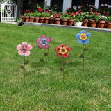 Linfevisi Outdoor Garden Decoration Flower Garden Stakes Metal Yard Art Signs Spring Decor Floral Lawn Ornaments Outside Plant Picks for Patio Porch Pathway 16 Inch Tall(Set of 4) (B)
