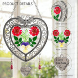 KY&BOSAM Heart Suncatchers I Love You Nana Tree of Life Stained Glass Panels Hangings for Windows Wind Chime Home Garden Outside Decor with Pressed Real Flower Heart in Glass Birthday Gifts for Women
