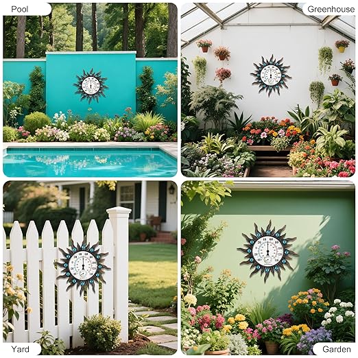 Indoor Outdoor Thermometer, Hummingbird Wall-Mounted Outdoor Thermometers Waterproof Decorative for Patio, Garden, Yard, Room, Large Number Easy to Read No Batteries Required
