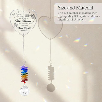 Glass Suncatcher Ornament - Unique Memorial Mother's Day for Loss of Family, Loved Ones - Crystal Rainbow Maker - Hanging Crystal Decor - Loss of Mom Dad Friend Pet