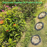 Garden Stepping Stones Outdoor,Pebble Stepping Stones for Garden Walkway,Decoration Polished River Rock for Yard, Pathway,Landscaping, 12 inch Round Decorative Stone Sheet Set 6pcs