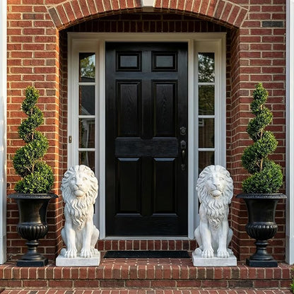 Sculptures Garden Statues, Outdoor Lion Statue 27in Tall, Magnesium Oxide Stone Composite Animal Sculpture Statue Decor for Home Decor Yard Patio Garden, White