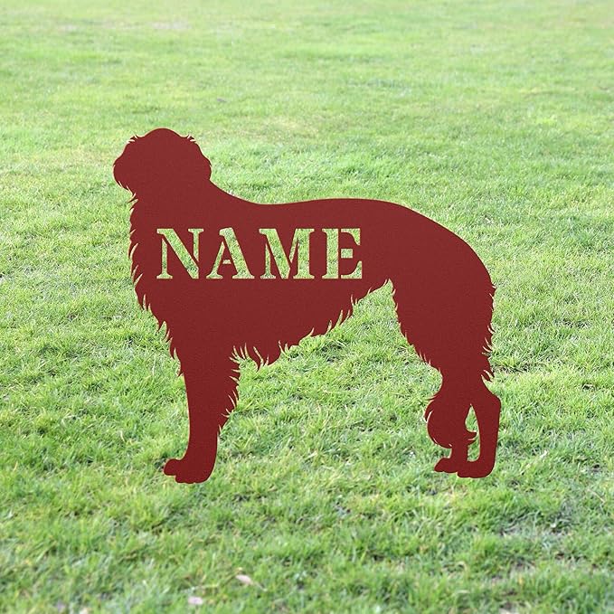Custom Borzoi Red Yard Statue Stake,Custom Borzoi Outdoor Garden Art Decor,Memorial Remembrance Sculpture for Yard Garden Porch Lawn Grassland Park Farm Flowerpot Decor.