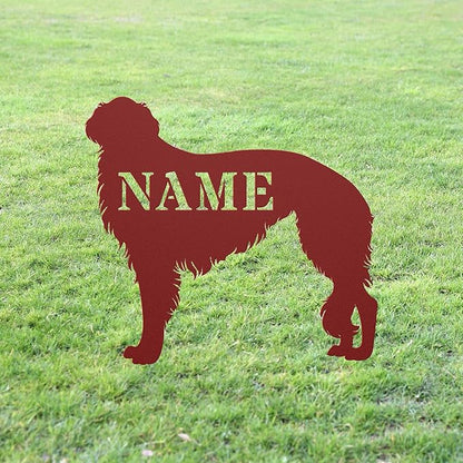 Custom Borzoi Red Yard Statue Stake,Custom Borzoi Outdoor Garden Art Decor,Memorial Remembrance Sculpture for Yard Garden Porch Lawn Grassland Park Farm Flowerpot Decor.