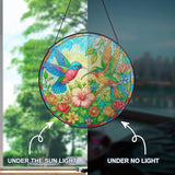 Stained Glass Window Hanging, Hummingbirds Sun Catchers Stained Glass Panels for Indoor Windows Wall Art Decor, Birthday Gift for Mom Women Wife Men Lovers (7.87inch)