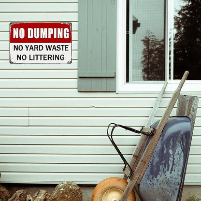 No Dumping Signs Private Property No Dumping No Yard Waste No Littering Tin Sign Outdoor Warning Traffic Notice Road Safety Street Yard Keep Our Lot Clean Littering 8x12 Inch