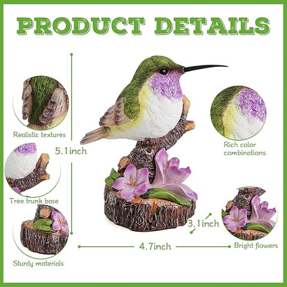 Hummingbird Garden Statues Decor for Outdoor Backyard Yard Porch Patio Lawn Outside Hummingbird Figurine Indoor Home Shelf Decorations for Women Bird Lovers Birds Collectible