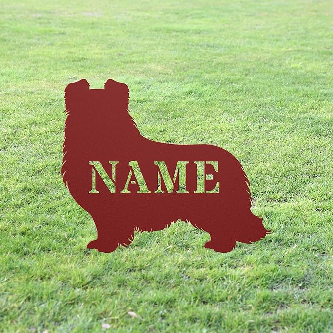 Custom Shetland Sheepdog Red Garden Statue Stake,Custom Sheltie Outdoor Yard Art Decor,Memorial Remembrance Sculpture Statue for Yard Garden Porch Lawn Grassland Park Farm Flowerpot Decor.