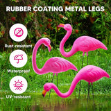 JOYIN 3 Pack Large Pink Flamingo Yard Decorations, Medium Plastic Lawn Flamingo Ornament Stakes with Rubber Coating Metal Legs for Yard, Garden, Luau Party Gift (11in x 20in)