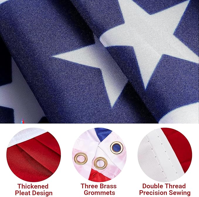 8 Pack American Pleated Fan Flag, 1.5 x 3 Ft Red White and Blue Half Fan Flag Bunting Banner, Patriotic Decorations USA Bunting Flags Outdoor Indoor for Porch Garden Memorial Day 4th of July Decor