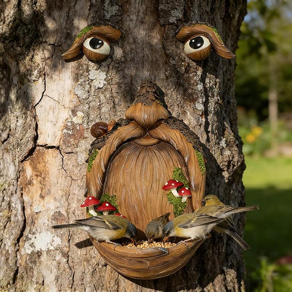 Playful Tree Faces Decor Outdoor (9.9" Tall), Whimsical Tree Decorations Outdoor for Gardens & Yards, Adding Personality to Nature for Your Lawn & Garden Ornaments