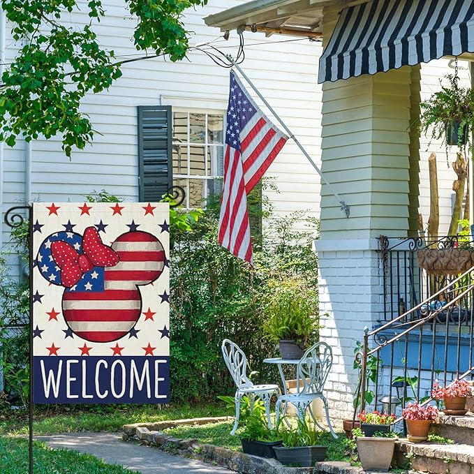 Welcome 4th of July Garden Flags for Outside 12x18 Inch Double Sided, Patriotic Stars Yard Decorations,Small Seasonal Decor for Summer Memorial Day,250th Years America Anniversary Farmhouse Holiday