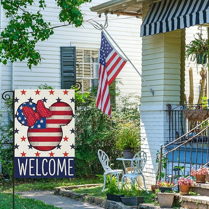 Welcome 4th of July Garden Flags for Outside 12x18 Inch Double Sided, Patriotic Stars Yard Decorations,Small Seasonal Decor for Summer Memorial Day,250th Years America Anniversary Farmhouse Holiday