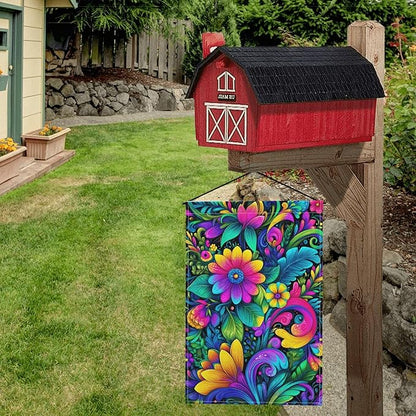 Mexican flower Garden Flag Seasonal Double Sided 12 x 18 Inch Small Yard Flag for Indoor Outdoor Decor Holiday All Seasons