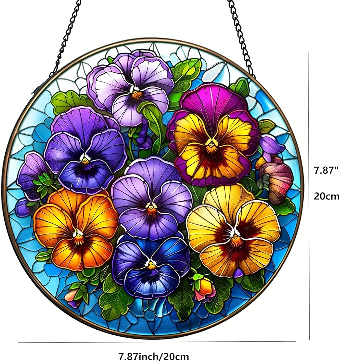 Suncatcher Orchid Stained Glass Suncatchers Stained Glass Ornament for Home Decor Indoor Wall Art Gift for Mother Women Friends (Orchid, M)