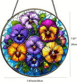 Suncatcher Orchid Stained Glass Suncatchers Stained Glass Ornament for Home Decor Indoor Wall Art Gift for Mother Women Friends (Orchid, M)