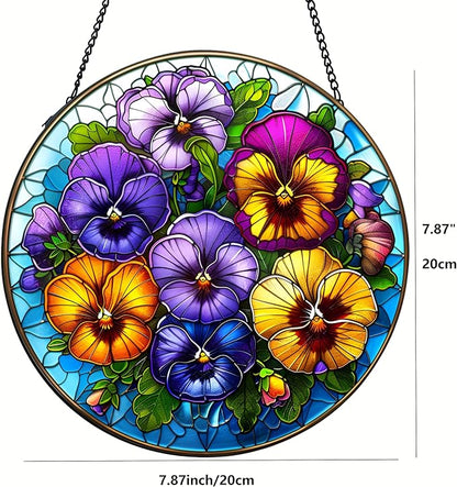Suncatcher Orchid Stained Glass Suncatchers Stained Glass Ornament for Home Decor Indoor Wall Art Gift for Mother Women Friends (Orchid, M)