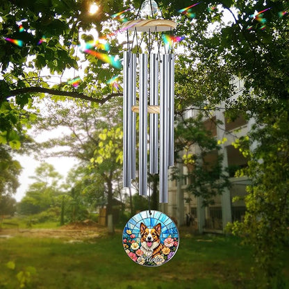 Personalized Pet Memorial Wind Chimes, Sympathy Gift for Loss of Dog Cat Lovers, Custom Photo Crystal Memory Ornament, Pet Remembrance Keepsake, Memorial Windchimes for Grandma Mom Garden Décor