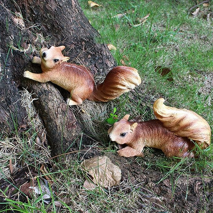 2 Pcs Garden Animal Statue, Resin Animal Figurines, Animal Yard Art Lawn Ornament Figurines, Artwork for Outdoor Patio Backyard and Home Kitchen Decoration