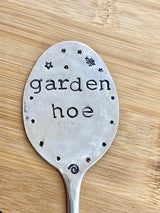Garden Marker GARDEN HOE silly hand stamped Tea Spoon for Garden Herb or Flowers