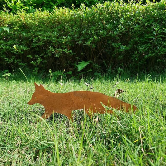 2 PCS Animal Garden Decoration, Lawns Animal Indoor Outdoor Garden Statue, Animal Figurine for Gardens Patios, Creative Animal Garden Sculpture, Sneaky Rustic Animal Garden Decoration