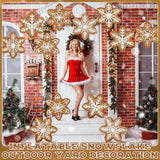 12 Pieces Winter Inflatable Snowflake Outdoor Decorations Winter Blow up Brown Inflatable Hanging PVC Waterproof Snowball Outdoor Ornaments Decorations for Party Decor Yard Garden Lawn