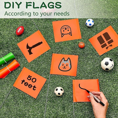 Amylove 300 Pcs Marking Flags 15 x 4 x 5 Inch Marker Flags for Lawn Yard Survey for Lawn Irrigation Landscape Fence Sprinkler Pet Training(Orange)