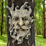 Teaeeno Whimsical Tree Face Garden Decoration, 9.8 in Tree Faces Decor Outdoor Wallmounted Statue Art with Leaf Features, Outdoor Decor Garden Accessory (Outdoors and Nature)