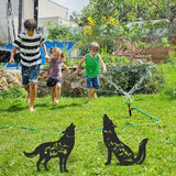 Wolf Garden Stakes Decorations - 2 Pcs Metal Howling Animals Silhouette Outdoor Statues Black Decorative Yard Sculpture Gifts Art Personalized Outside Decors for Patios Lawn Pathway Backyard