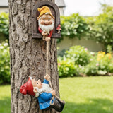 Real Gnome Statue, Garden Climbing Elves Sculpture, Outdoor Fairy Door Figurines, Fairy Hanging Decor, Tree Hugger Perfect for Garden Lovers Lawn, Patio,Yard Decor,Tree Peeker (2Pcs)