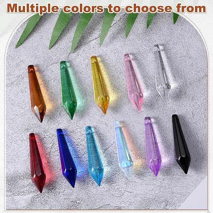 M METERXITY 10-Pack Crystal Icicle Prisms, 53mm/2.09 Inch Chandelier Pendant Maker Hanging Crystals Chandelier Prisms for Home/Windows/Garden/DIY Decoration[Lake Blue]