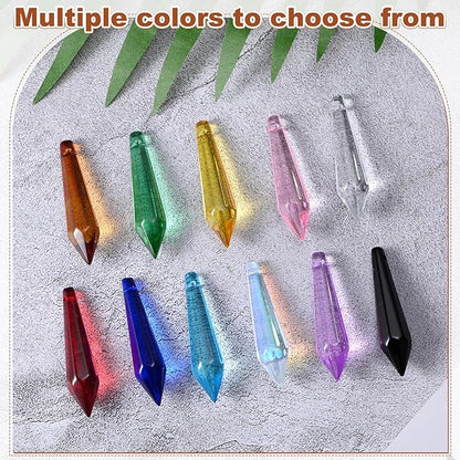 M METERXITY 10-Pack Crystal Icicle Prisms, 53mm/2.09 Inch Chandelier Pendant Maker Hanging Crystals Chandelier Prisms for Home/Windows/Garden/DIY Decoration[Lake Blue]