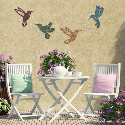 Teling 4 Pcs Metal Hummingbird Wall Art Metal Dragonfly Wall Decor for Modern Farmhouse Rustic Home Living Room Bedroom Kitchen Patio Indoor Outdoor Decor(Hummingbird)