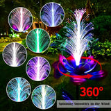 Solar Hummingbird Wind Spinners, Solar Firework Lights Garden Décor, Metal Lotus Flower Windmill Colour Changing Optical Fiber Lights Yard Decoration, Outdoor Wind Sculpture for Lawn Patio,Balcony