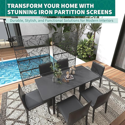 Garveelife Metal Privacy Screen 72" H×47" W for Outdoor Freestanding Decorative Privacy Wall Panels with Stand, Patio Balcony Screens for Outside Divider Deck Porch Garden, 1PC