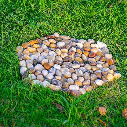 Qualdout River Rocks Stepping Stones Pavers Outdoor for Garden Walkway, Decorative Pebbles Polished Gravel for Backyard Lawn Patio Pathway Landscaping, Set of 6 (Hexagon)