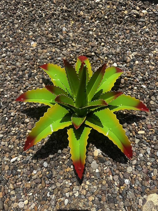 Mini Metal Agave - Garden Art (Cherry Lime)