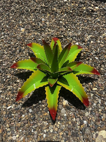 Mini Metal Agave - Garden Art (Cherry Lime)
