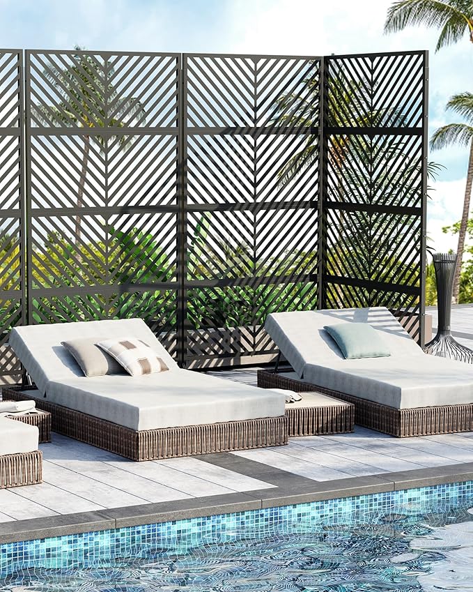 Hipicute 72" H×40" W Freestanding Metal Privacy Screen for Outdoor Patio - Heavy-Duty Rust-Resistant Decorative Fence Panel | Weatherproof Design | Patio Privacy Screen, Metal Freestanding