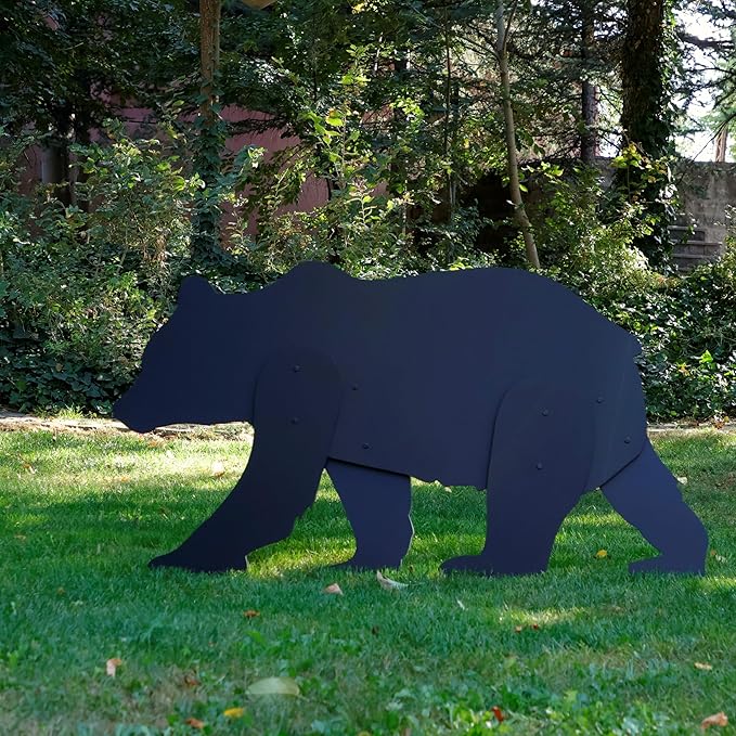 Black Bear Yard Art – All-Weather PVC Bear Family Garden Sculpture, Outdoor Wildlife Silhouette Decor for Lawn, Yard, Patio & Holiday Display (Black)