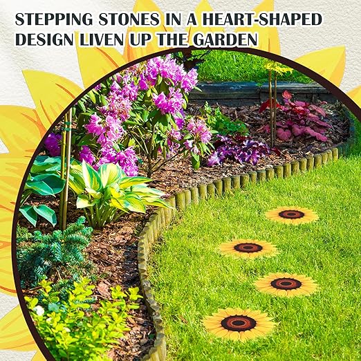 Tandefio 3 Pcs Sunflower Stepping Stones for Garden 12 Inch Decorative Stepping Stones Outdoor Heavy Duty Walkway Iron Pavers for Garden Decor Indoor Outdoor Patio Yard, Yellow Sunflower