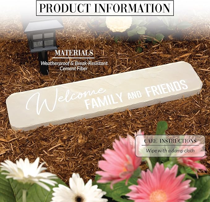 Pavilion – Welcome Family & Friends – 16” Indoor Outdoor Weatherproof Decorative Garden Stepping Stone Housewarming Gift