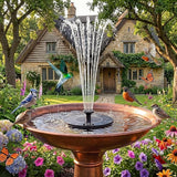 Solar Bird Bath Fountain Pump, 6.3" Mini Floating Solar Water Fountain with 6 Nozzles, Powered Water Feature for Outdoor Garden, Pond, Pool, Patio and Fish Tank, Birdbath Bubbler for Hummingbirds
