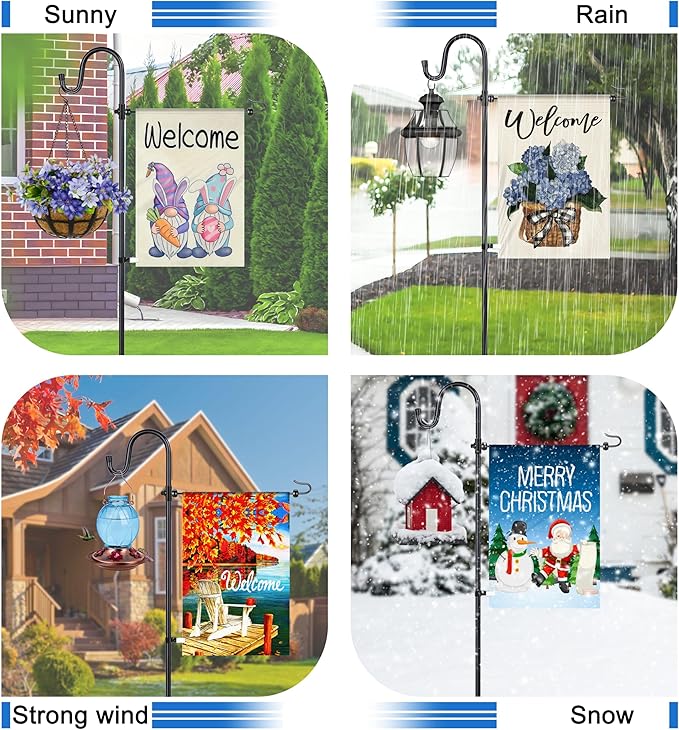 Ottsuls Garden Flag Stand, Heavy Duty Flag Pole Holder with Shepherd Hook for Yard Decoration, 45 INCH Sturdy Yard Flag Post Stake Outdoor Garden Flag Holder for 14''x20'' Flags (Without Flag)
