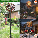 Yard Garden Wind Spinners - Large Outdoor Metal Wind Spinners with Stake, Yard Art Lawn Garden Decor Bronze-Colored Blade Rotator (25.5" W x 95" H)